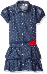 GUESS Girls Multi Dot Print Denim Dress | 4