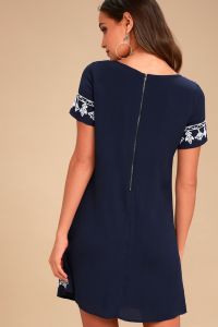 Lulus Tale to Tell Ivory Embroidered Shift Dress