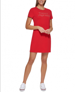 Tommy Hilfiger Rhinestone Logo T-Shirt Dress  | S