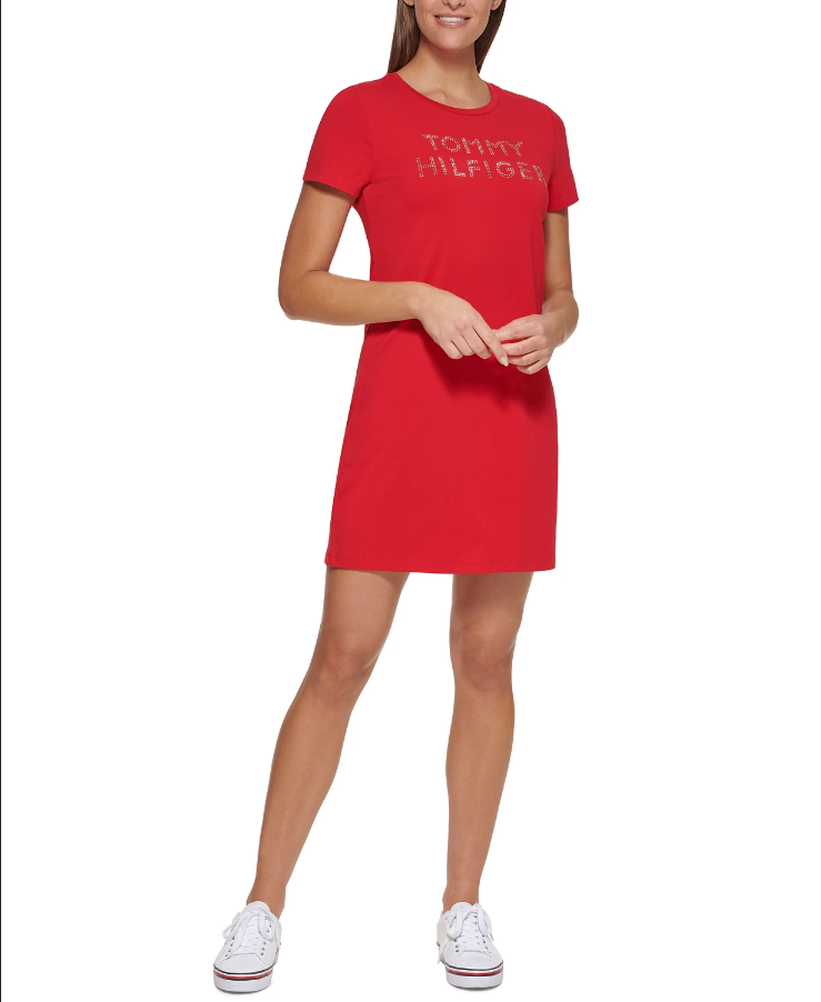 Tommy Hilfiger Rhinestone Logo T-Shirt Dress