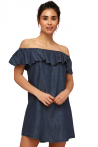 Lulus Standout Style Chambray Off-the-Shoulder Dress | XS, S