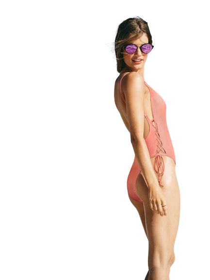 Victoria's Secret Ribbed Lace Up One Piece Swimsuit