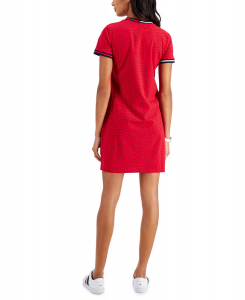 Tommy Hilfiger Dot-Print V-Neck T-Shirt Dress red