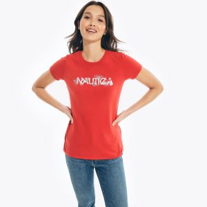 NAUTICA SUSTAINABLY CRAFTED FLORAL FOIL LOGO T-SHIRT