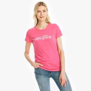NAUTICA SUSTAINABLY CRAFTED FLORAL FOIL LOGO T-SHIRT | XS, S, M, L, XL, XXL