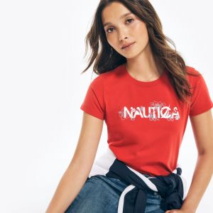 NAUTICA SUSTAINABLY CRAFTED FLORAL FOIL LOGO T-SHIRT | XS, S, M, L, XL, XXL