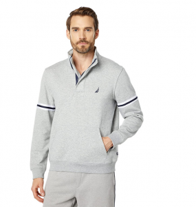 NAUTICA Color-block Sleeve 1/4 Zip Sweatshirt  | XL, XXL