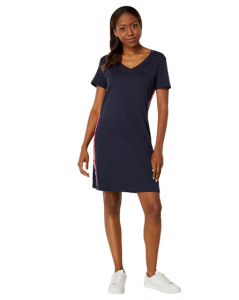 Tommy Hilfiger V-Neck Logo Tapping Tee Dress | S, M