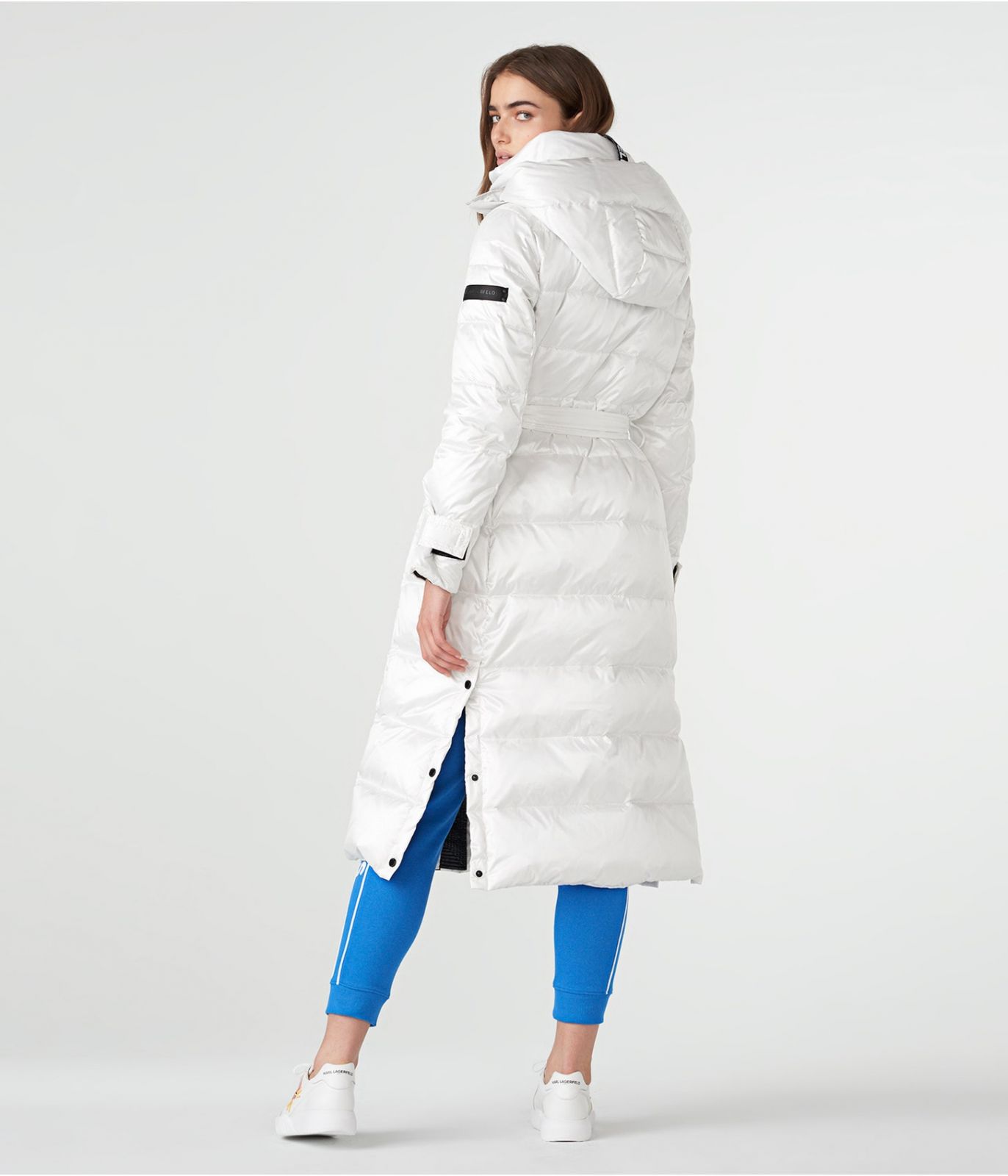 KARL LAGERFELD CONTRAST MAXI BELTED LONG PUFFER