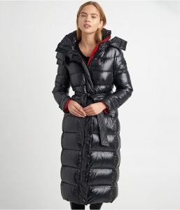 KARL LAGERFELD PARIS CONTRAST MAXI BELTED LONG PUFFER | XS, L