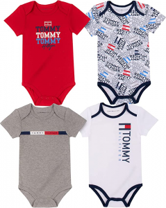 Tommy Hilfiger Baby Boys Logo Prints Bodysuits, Pack of 4  | 12 m, 18 m