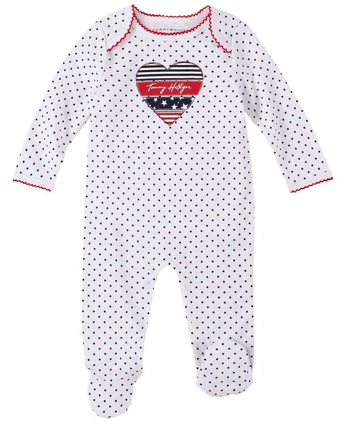 Tommy Hilfiger Baby Girls Americana Polka-Dot Footie Coverall