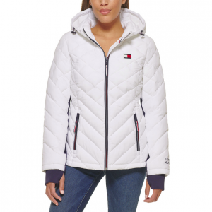 Tommy Hilfiger Womens Packable Hooded Puffer Jacket | S