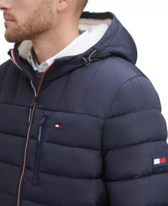 Tommy Hilfiger Men's Sherpa Lined Hooded Quilted Puffer Jacket
