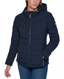Tommy Hilfiger Hooded Packable Puffer Coat  | M