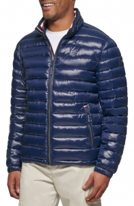Tommy Hilfiger Men's Wetlook Stowaway Hood Packable Puffer Jacket | S, M, L, XL