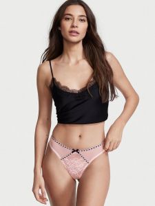 Victoria's Secret DREAM ANGELS Heritage Ribbon Slot Thong with lace | XS, S, M