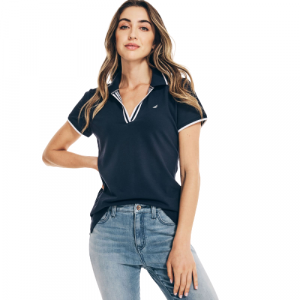 NAUTICA SUSTAINABLY CRAFTED OCEAN SPLIT-NECK POLO | XS, S, M, L, XL