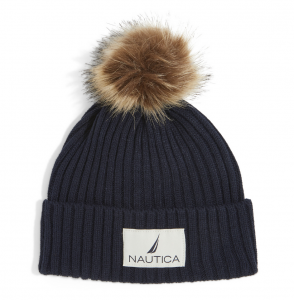 NAUTICA RIBBED HAT WITH FAUX FUR TRIM | one size