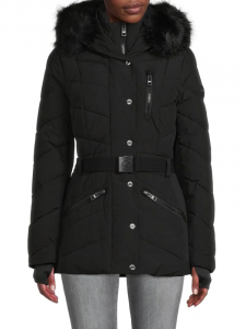  MICHAEL Michael Kors Faux Faux Fur Trim Hooded Puffer Jacket | XS, S, M, L, XL