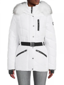  MICHAEL Michael Kors Faux Faux Fur Trim Hooded Puffer Jacket | S, M