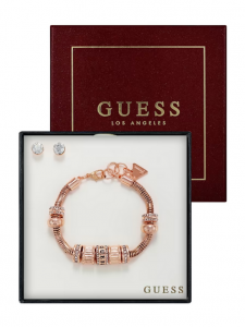 GUESS Rose Gold-Tone Charm Bracelet and Earrings Box Set