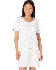 Tommy Hilfiger Micro Dot Grommet Solid Sleeve T-Shirt Dress | M, L