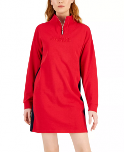 Tommy Hilfiger Mock-Neck Long-Sleeve Sweatshirt Dress  | XS, S, M, L, XL