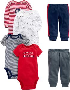 Simple Joys Baby Boys' 6-Piece, Bodysuits Short and Long Sleeve and Pants