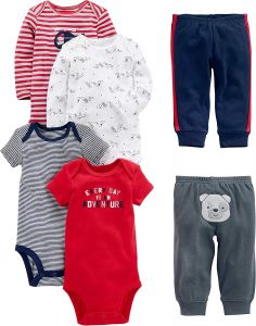 Simple Joys Baby Boys' 6-Piece, Bodysuits Short and Long Sleeve and Pants  | 0 - 3 m, 3 - 6 m, 6 - 9 m, 12 m, 18 m, 24 m