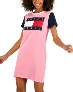 Tommy Hilfiger Color Block Logo T-Shirt Dress | XS