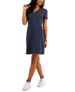 Tommy Hilfiger Dot-Print V-Neck T-Shirt Dress  | XS, S, M, L, XL