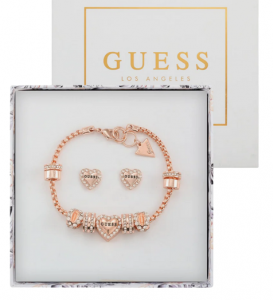 GUESS Rose Gold-Tone Charm Bracelet and Stud Earrings Box Set II. jakost
