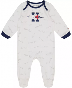 Tommy Hilfiger Baby Boys Metallic Logo Footed Coverall  | 0 - 3 m, 3 - 6 m, 6 - 9 m