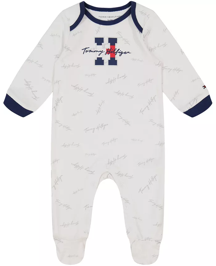 Tommy Hilfiger Baby Boys Metallic Logo Footed Coverall