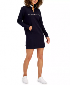 Tommy Hilfiger Logo Funnel-Neck Sweatshirt Dress  | XS, S, M, L, XL, XXL