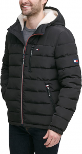 Tommy Hilfiger Men's Sherpa Lined Hooded Quilted Puffer Jacket   | M