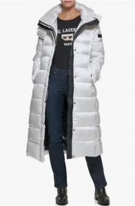 KARL LAGERFELD CONTRAST MAXI BELTED LONG PUFFER