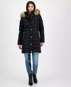 Michael Kors Women's Faux-Fur-Trim Hooded Puffer Coat | XS, S, M, L, XL