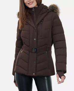 Michael Kors Women's Faux-Fur-Trim Hooded Puffer Coat | XS, S, M, L, XL, XXL