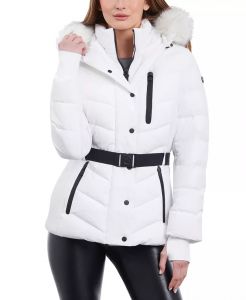 Michael Kors Women's Faux-Fur-Trim Hooded Puffer Coat | XS, S, M, L, XL, XXL