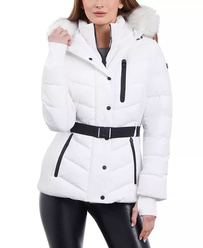 Michael Kors Women's Faux-Fur-Trim Hooded Puffer Coat