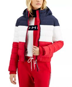 Tommy Hilfiger Colorblocked Hooded Puffer Jacket  | M