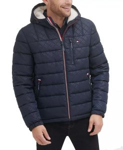 Tommy Hilfiger Men's Sherpa Lined Hooded Quilted Puffer Jacket   | M, L, XL, XXL