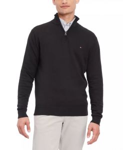 Tommy Hilfiger Essential Embroidered Logo 1/4-Zip Mock Neck Sweater  | S, M, L, XL, XXL