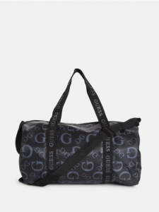 GUESS Logo Print Nylon Duffle Bag