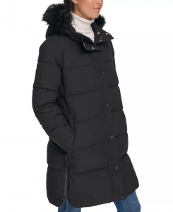 Tommy Hilfiger Women's Faux-Fur-Trim Hooded Puffer Coat | XS, S, M, L, XL, XXL