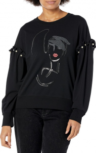 KARL LAGERFELD Women's Logo Detailed Long Sleeve Sweatshirt  | XS, S, M, L, XL