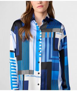 KARL LAGERFELD ABSTRACT BUTTON FRONT BLOUSE
