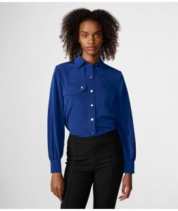 KARL LAGERFELD SILKY CREPE BUTTON FRONT BLOUSE | XS, S, M, L